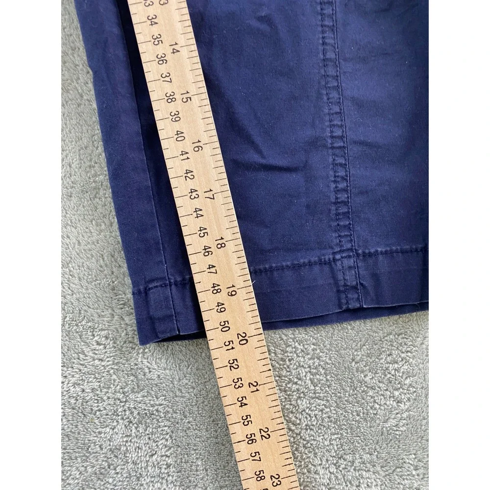 Chicos Womens Navy Blue Capri Pants Sz 2 Elastic Waist Front Seam Cropped Pants